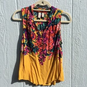 Yellow floral Anthropologie shell